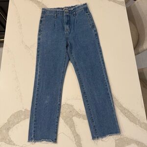 MOMOKROM x Dollskill Raw Hem High Waisted Denim Jeans Women’s 8 Blue Wide Leg